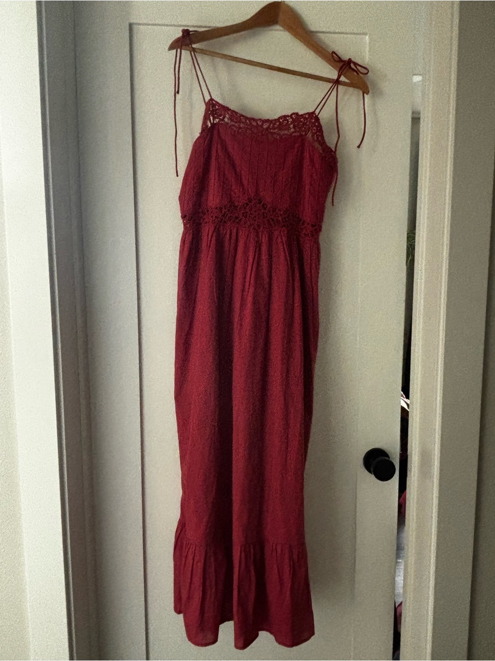 Universal Thread Reddish Pink Maxi Dress with Lace Trim
